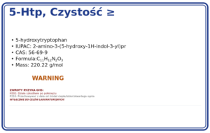 5-HTP, czystość ≥ 99.00% NONSENSIA LAB – 1000mg, CAS 56-69-9 — etykieta produktu chemicznego