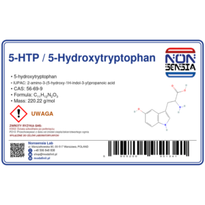 5-HTP / 5-Hydroxytryptophan (CAS 56-69-9) — odczynnik chemiczny 1000 mg, czystość ≥ 99,00%, CAS 56-69-9 — etykieta produktu chemicznego