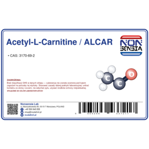 Acetyl-L-Carnitine / ALCAR — laboratory reagent 1000 mg, purity ≥ 99%, CAS 3170-69-2 — chemical product label