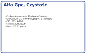 Alfa GPC, czystość ≥ 99% waga 1000mg netto., CAS 28319-77-9 — etykieta produktu chemicznego