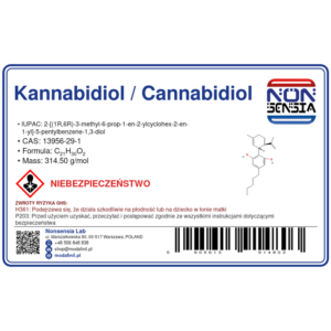 Kannabidiol / Cannabidiol / CBD — odczynnik chemiczny 1000 mg, czystość ≥ 94,21%, CAS 13956-29-1 — etykieta produktu chemicznego