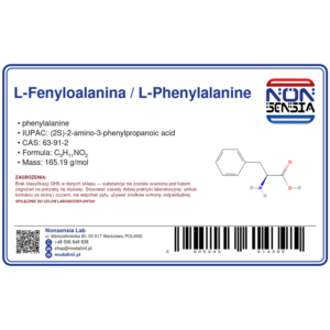 L-Fenyloalanina / L-Phenylalanine — odczynnik chemiczny 1000 mg, czystość ≥ 99%, CAS 63-91-2 — etykieta produktu chemicznego