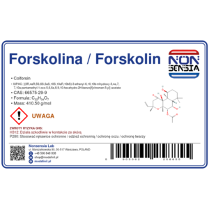 Forskolina / Forskolin — odczynnik chemiczny 1000 mg, czystość ≥ 99%, CAS 66575-29-9 — etykieta produktu chemicznego