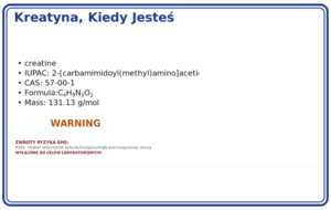 Kreatyna, kiedy jesteś spragniony białka! 100g, CAS 57-00-1 — etykieta produktu chemicznego