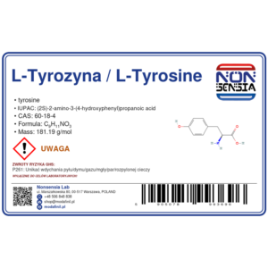 L-Tyrozyna / L-Tyrosine — odczynnik chemiczny 1000 mg, czystość ≥ 99%, CAS 60-18-4 — etykieta produktu chemicznego