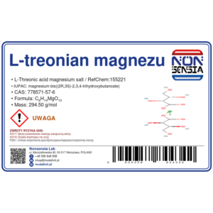 L-treonian magnezu / Magnesium L-threonate (CAS 778571-57-6) — odczynnik chemiczny 1000 mg, czystość ≥ 99,50%, CAS 778571-57-6 — etykieta produktu chemicznego