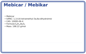 Mebicar / Mebikar / Temgicoluril 1000mg. Czystość ≥ 99%, CAS 10095-06-4 — etykieta produktu chemicznego