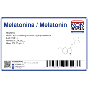 Melatonina / Melatonin (CAS 73-31-4) — odczynnik chemiczny 1000 mg, czystość ≥ 98%, CAS 73-31-4 — etykieta produktu chemicznego