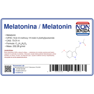 Melatonina / Melatonin (CAS 73-31-4) — odczynnik chemiczny 1000 mg, czystość ≥ 98%, CAS 73-31-4 — etykieta produktu chemicznego