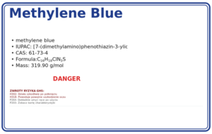 Methylene Blue / BŁĘKIT METYLENOWY. Czystość ≥ 99.50% 1000mg., CAS 61-73-4 — etykieta produktu chemicznego