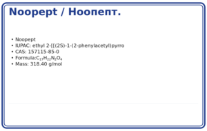 Noopept / НООПЕПТ. Syntetyczna substancja ≥ 99% 1000MG., CAS 157115-85-0 — etykieta produktu chemicznego