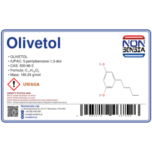 Olivetol (CAS 500-66-3) — odczynnik chemiczny 1000 mg, czystość ≥ 99,00%, CAS 500-66-3 — etykieta produktu chemicznego