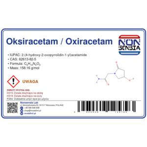 Oksiracetam / Oxiracetam — odczynnik chemiczny 1000 mg, czystość ≥ 99%, CAS 62613-82-5 — etykieta produktu chemicznego