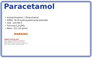 Paracetamol – 1000mg | 4-Acetamidofenol | PARACETAMOL – NONSENSIA LAB – 1000mg, CAS 103-90-2 — etykieta produktu chemicznego