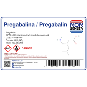 Pregabalina / Pregabalin (CAS 148553-50-8) — odczynnik chemiczny 1000 mg, czystość ≥ 99%, CAS 148553-50-8 — etykieta produktu chemicznego