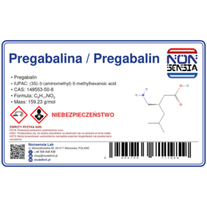 Pregabalina / Pregabalin (CAS 148553-50-8) — odczynnik chemiczny 1000 mg, czystość ≥ 99%, CAS 148553-50-8 — etykieta produktu chemicznego