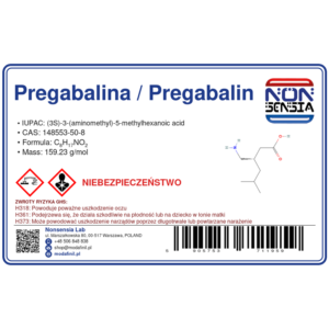 Pregabalina / Pregabalin — odczynnik chemiczny 1000 mg, czystość ≥ 99%, CAS 148553-50-8 — etykieta produktu chemicznego