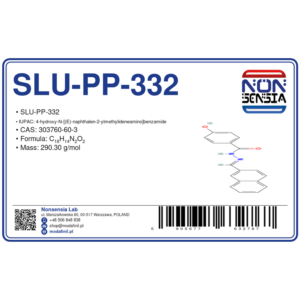 SLU-PP-332 — roztwór badawczy 18 mg/18 ml w DMSO (1 mg/ml), czystość > 98%, CAS 303760-60-3 — etykieta produktu chemicznego