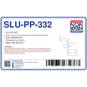 SLU-PP-332 — roztwór badawczy 18 mg/18 ml w DMSO (1 mg/ml), czystość > 98%, CAS 303760-60-3 — etykieta produktu chemicznego