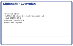 Sildenafil / Cytrynian Sildenafilu / VIAGRA / Czystość ≥ 99% 1000mg., CAS 171599-83-0 — etykieta produktu chemicznego