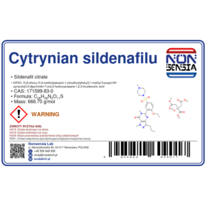 Cytrynian sildenafilu / Sildenafil Citrate (CAS 171599-83-0) — odczynnik chemiczny 1000 mg, czystość ≥ 99%, CAS 171599-83-0 — etykieta produktu chemicznego