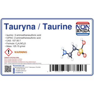 Tauryna / Taurine (CAS 107-35-7) — odczynnik chemiczny 1000 mg, czystość ≥ 99,0%, CAS 107-35-7 — etykieta produktu chemicznego