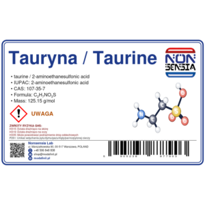 Tauryna / Taurine (CAS 107-35-7) — odczynnik chemiczny 1000 mg, czystość ≥ 99,0%, CAS 107-35-7 — etykieta produktu chemicznego