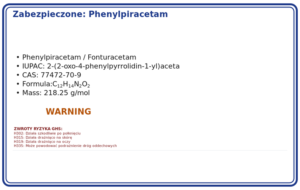 Zabezpieczone: Phenylpiracetam / Phenylpiracetam, Purity ≥ 99%, 1000mg, CAS 77472-70-9 — etykieta produktu chemicznego